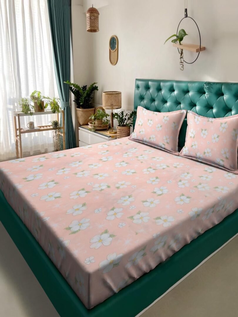 ACKROSS bedsheet, Fusion Collection, Ultra-Soft Microfiber Bedsheet – Durable, Wrinkle & Stain Resistant, 229x274 cm (Peach)
