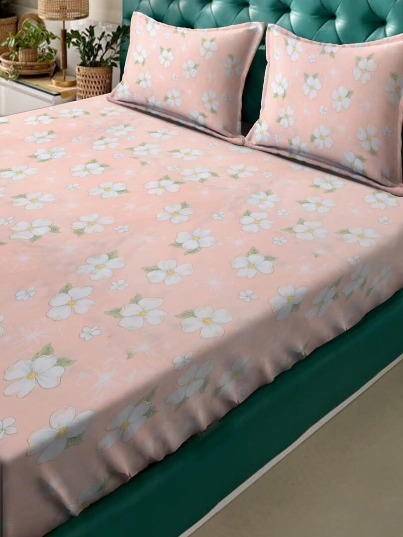 ACKROSS bedsheet, Fusion Collection, Ultra-Soft Microfiber Bedsheet – Durable, Wrinkle & Stain Resistant, 229x274 cm (Peach) - Image 2