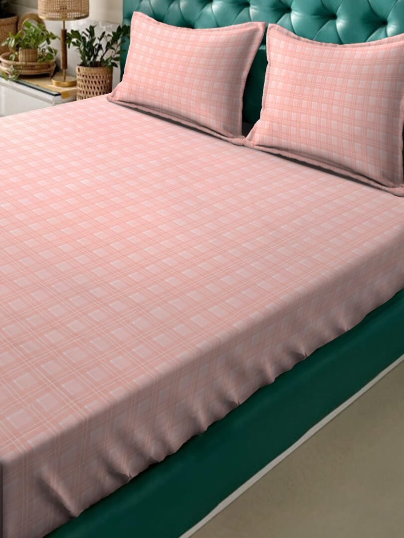 ACKROSS bedsheet, Fusion Collection, Ultra-Soft Microfiber Bedsheet – Durable, Wrinkle & Stain Resistant, 229x274 cm (Pastel Pink) - Image 3