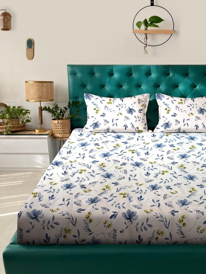 ACKROSS bedsheet, Fusion Collection, Ultra-Soft Microfiber Bedsheet – Durable, Wrinkle & Stain Resistant, 229x274 cm (Blue)