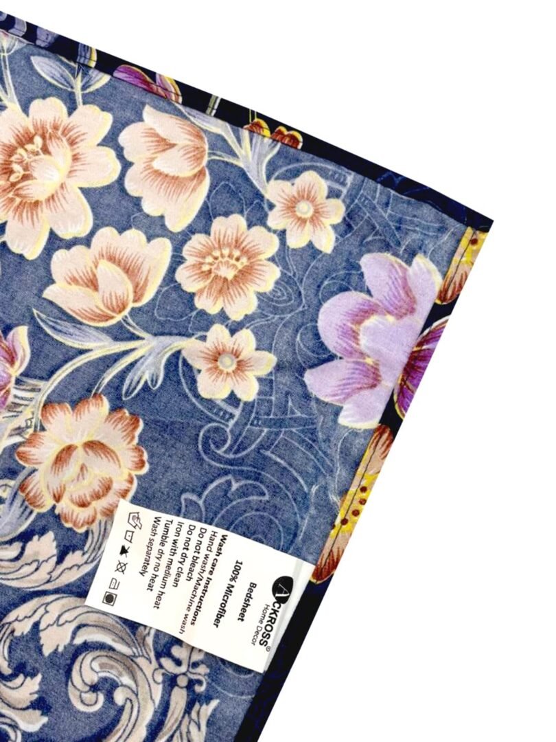 ACKROSS Queen bedsheet, Blossom Royale Collection, Super Soft Microfiber with Premium Fabric, 225 cm x 254 cm (Blue) - Image 5