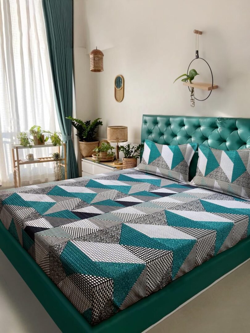 ACKROSS Queen bedsheet, Blossom Royale Collection, Super Soft Microfiber with Premium Fabric, 225 cm x 254 cm (Green) - Image 2