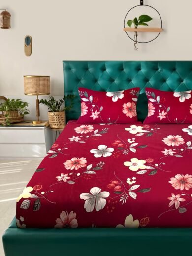 ACKROSS Queen bedsheet, Regal Collections, Super Soft Microfiber Bedsheet with Premium Fabric, 225 cm X 254 cm (Burgandy) - Image 3