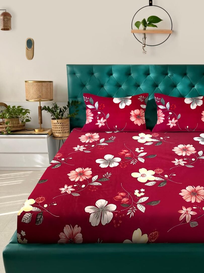 ACKROSS Queen bedsheet, Regal Collections, Super Soft Microfiber Bedsheet with Premium Fabric, 225 cm X 254 cm (Burgandy) - Image 3