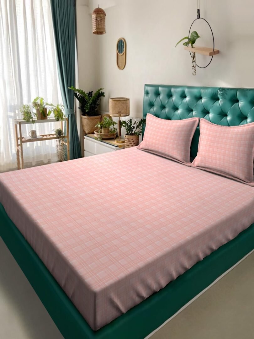 ACKROSS bedsheet, Fusion Collection, Ultra-Soft Microfiber Bedsheet – Durable, Wrinkle & Stain Resistant, 229x274 cm (Pastel Pink)