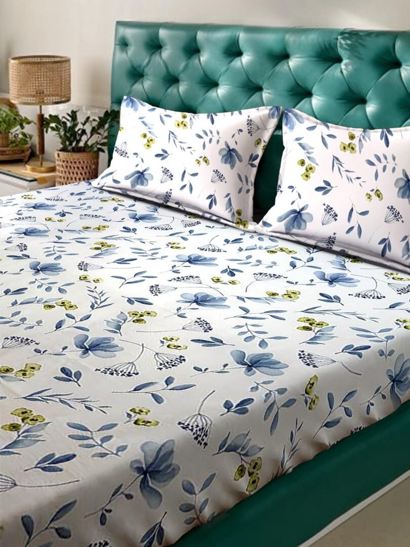 ACKROSS bedsheet, Fusion Collection, Ultra-Soft Microfiber Bedsheet – Durable, Wrinkle & Stain Resistant, 229x274 cm (Blue) - Image 3