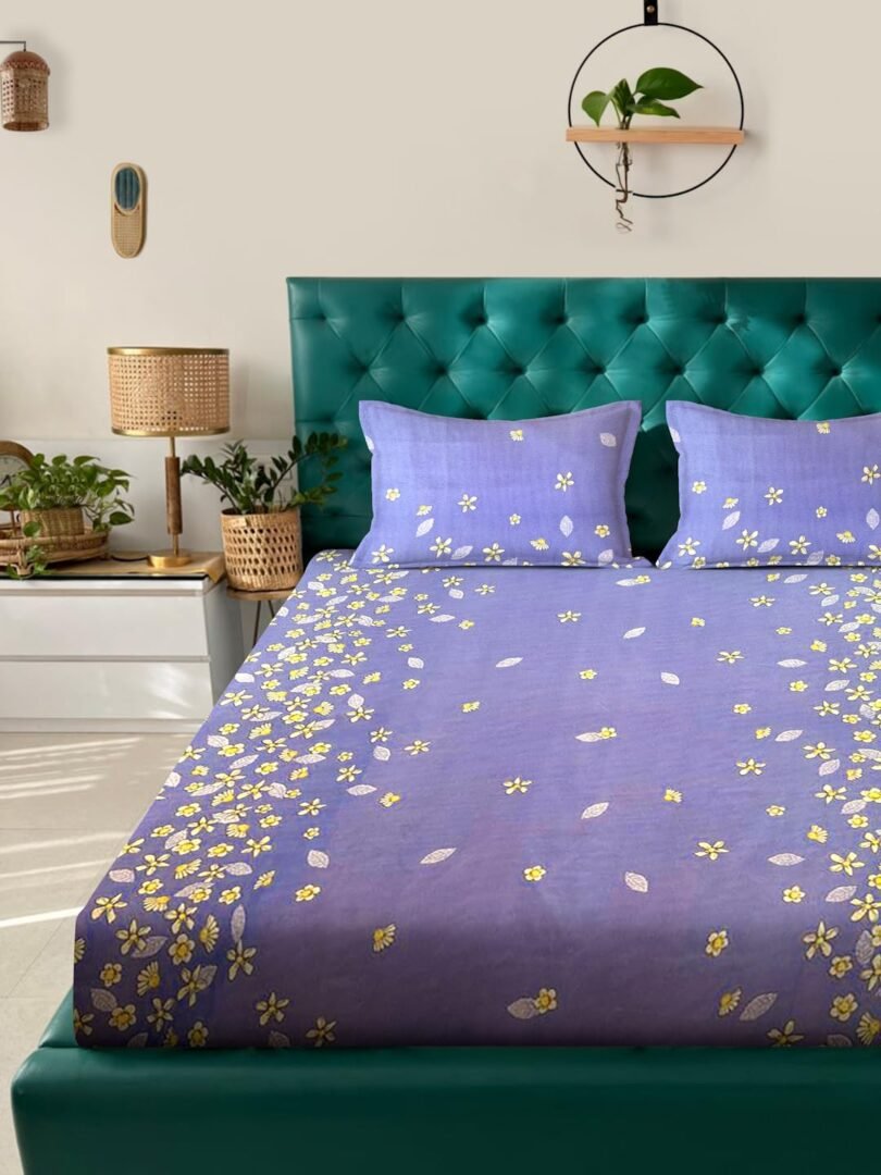 Ackross Queen bedsheet, Regal Collections, Super Soft Microfiber Bedsheet with Premium Fabric, 225 cm X 254 cm (Blue) - Image 3