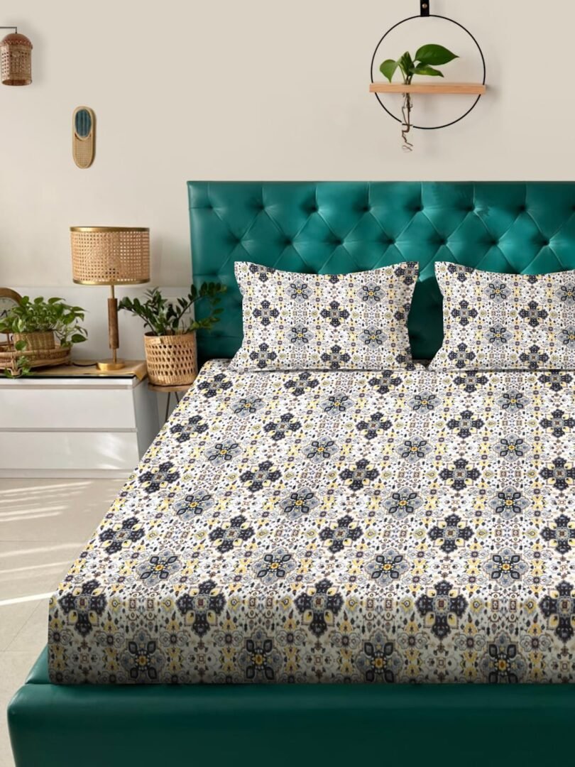 ACKROSS Queen bedsheet, Blossom Royale Collection, Super Soft Microfiber with Premium Fabric, 225 cm x 254 cm (Black) - Image 2
