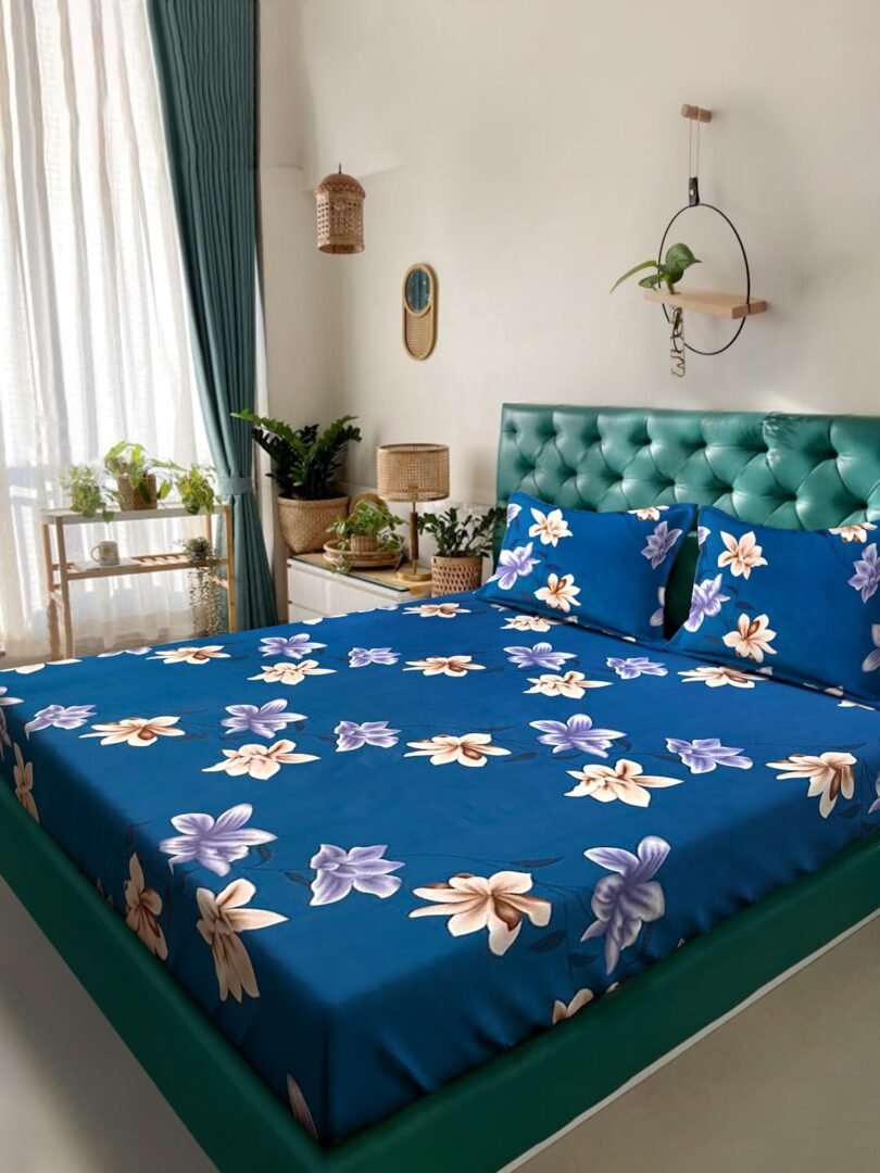 ACKROSS Queen bedsheet, Regal Collections, Super Soft Microfiber Bedsheet with Premium Fabric, 225 cm X 254 cm (Regal Blue)