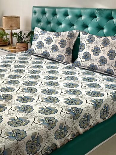 ACKROSS Queen bedsheet, Blossom Royale Collection, Super Soft Microfiber with Premium Fabric, 225 cm x 254 cm (White) - Image 3