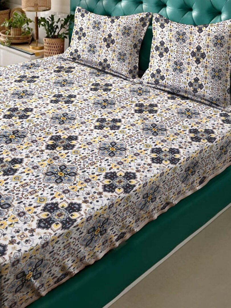 ACKROSS Queen bedsheet, Blossom Royale Collection, Super Soft Microfiber with Premium Fabric, 225 cm x 254 cm (Black) - Image 3