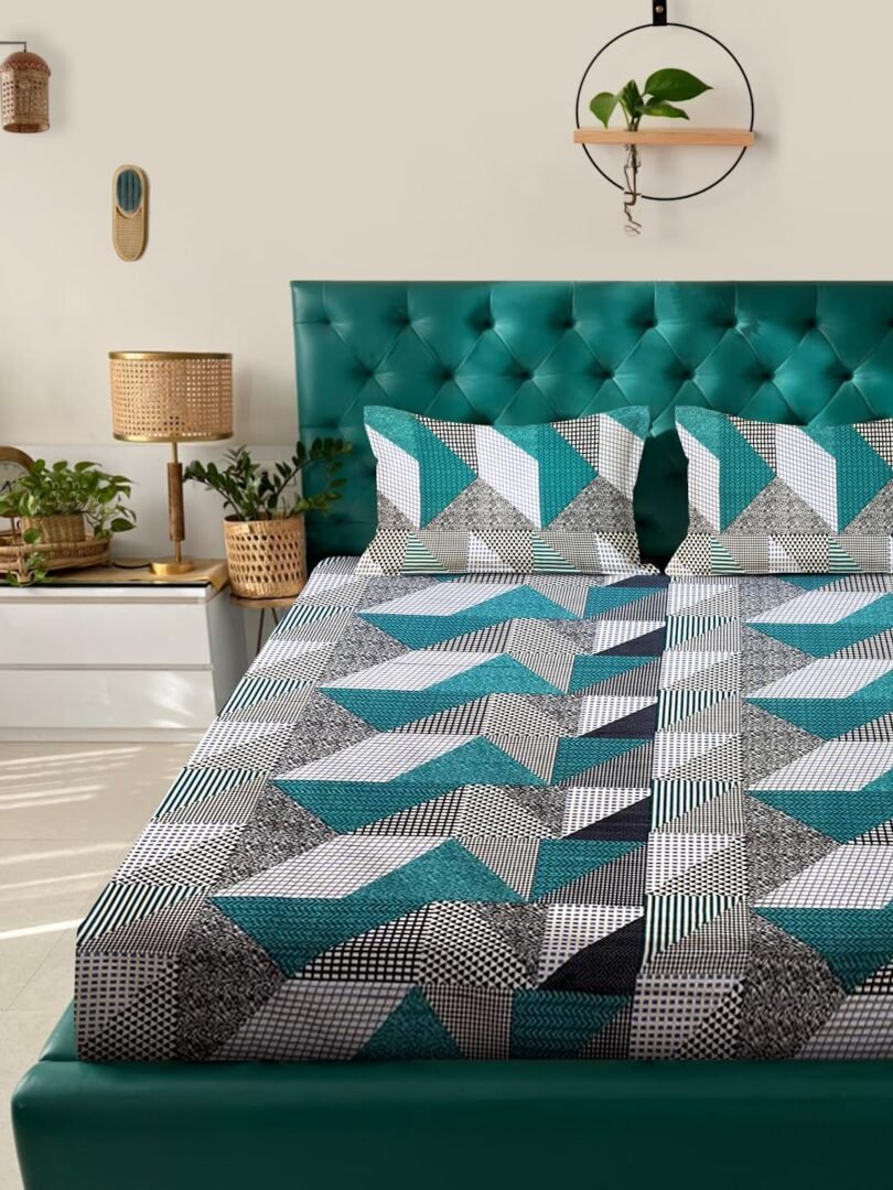 ACKROSS Queen bedsheet, Blossom Royale Collection, Super Soft Microfiber with Premium Fabric, 225 cm x 254 cm (Green)